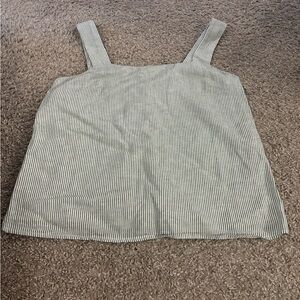 Striped linen-blend squareneck tank top J. crew Size Small NWT